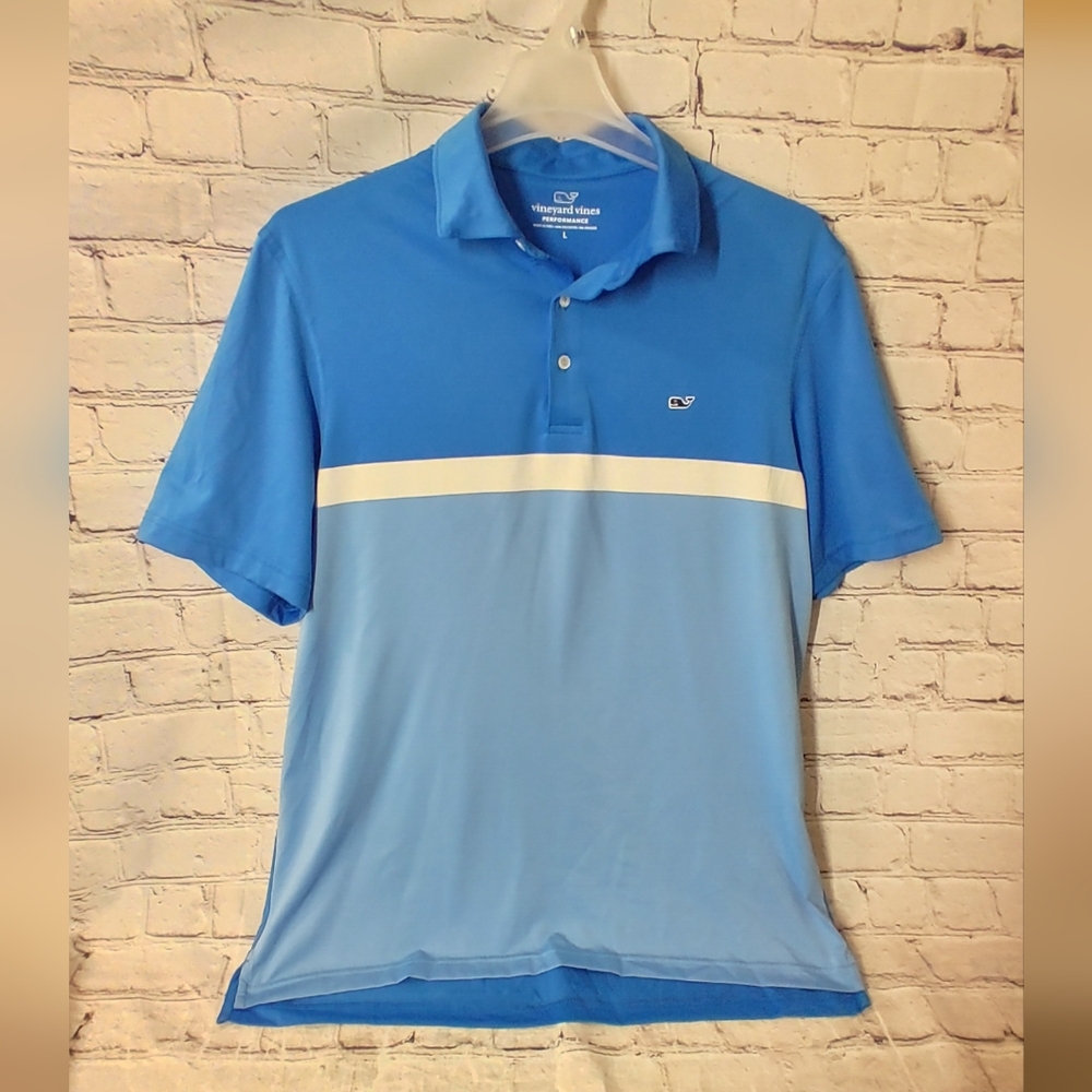 Vineyard Vines Performance Shirt Mens Golf Color Block Moisture Wicking  Polo L
